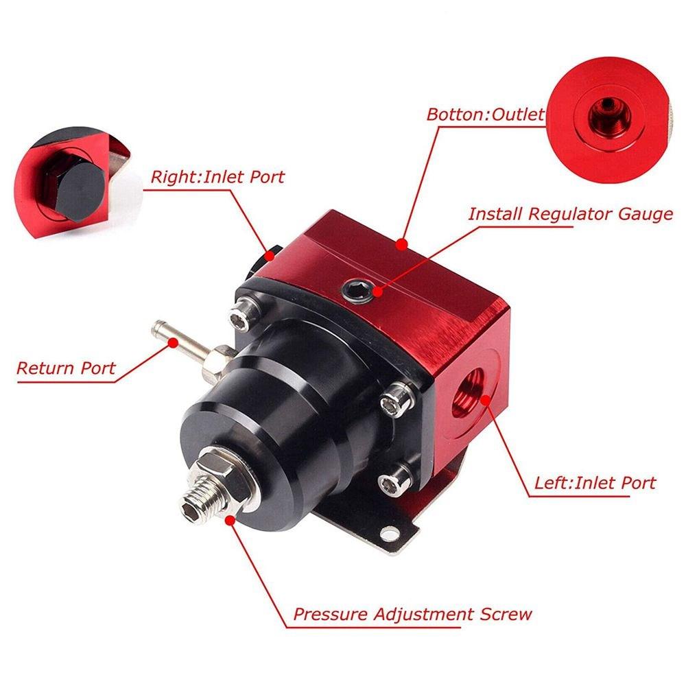Adjustable FPR AN6 Fitting EFI Fuel Pressure Regulator For 7MGTE MKIII with Hose Line Fittings Oil 100psi Gauge Universal