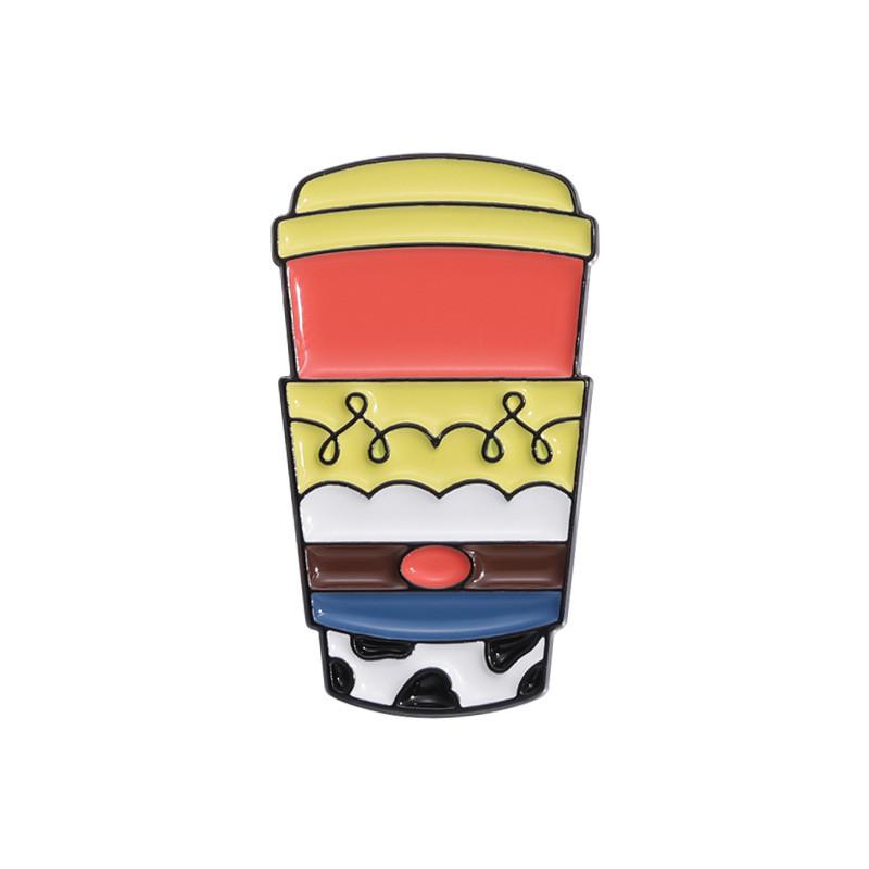 Coffee Cartoon Eyecatching Cup Badge Brooch Unique Enamel Coating For Looks Trendy