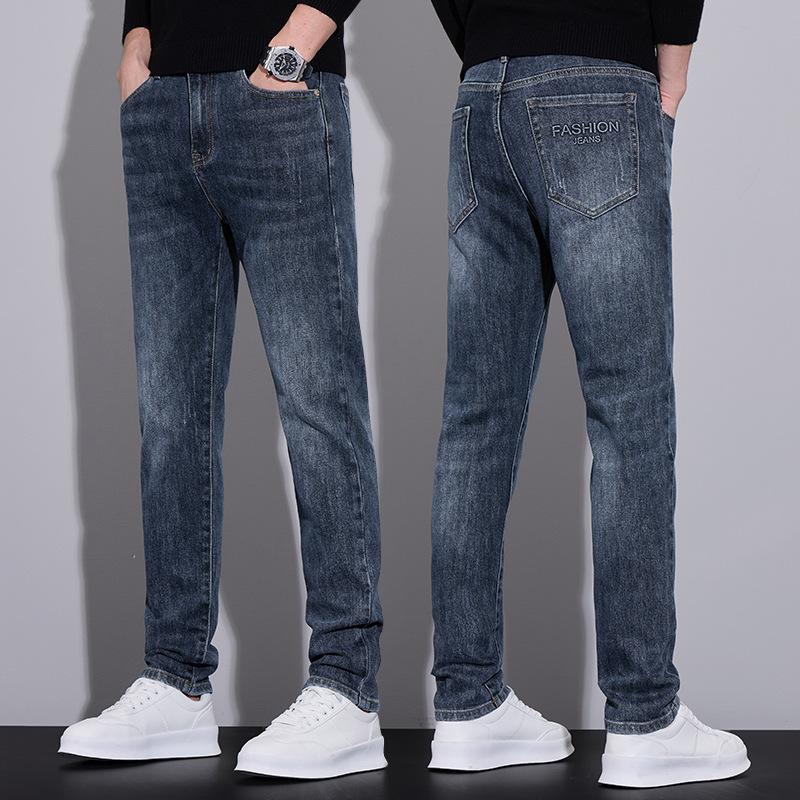 Spring And Autumn Winter New Men'S Thick Jeans Slimming Straight Stretch Business Versatile Long Pants