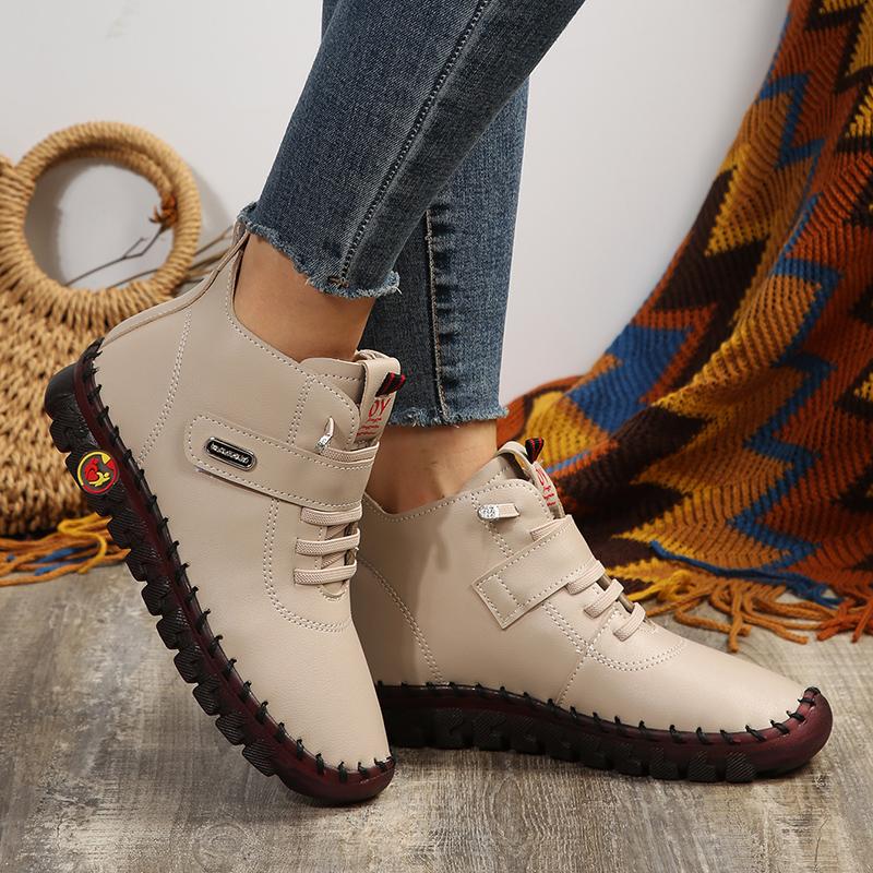 

Удобные ботильоны на плоской мягкой подошве для женщин, осень-зима, на шнуровке, с нескользящей подошвой, повседневная обувь для женщин, кроссовки из искусственной кожи Mujer 38