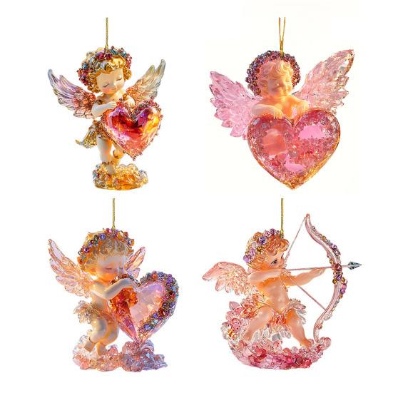 1/4Pcs Car Pendant Acrylic Scratch-Resistant Angel Heart Design Backpack Pendant Valentine Day Pendant Car Interior Accessor