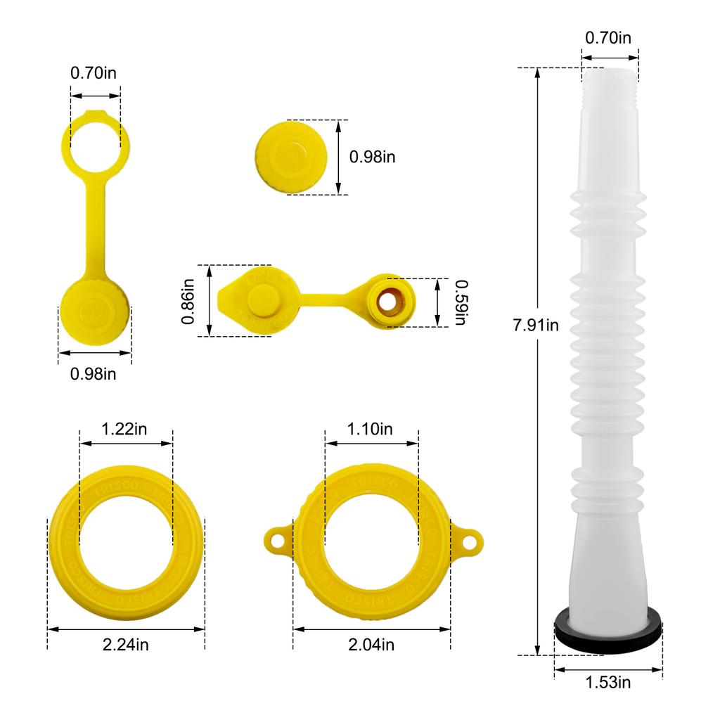 1~5 Set Gas Can Spout Replacement Car Flexible Pour Nozzles Gasket Kit with Collar Caps Stopper and Spout Cover Car Accessories