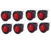 8pcs On/Off 3-Pin 2-Position Snap 20A 12V Red LED Round Boat Rocker Switch with LED For Househeld DIY Replacement