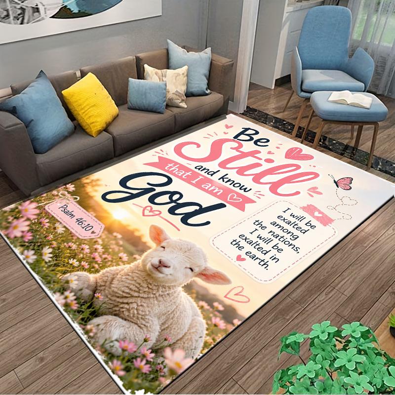 Be Still and Know God Psalm 46:10 Non-slip rug suitable for living room and bedroom sofas