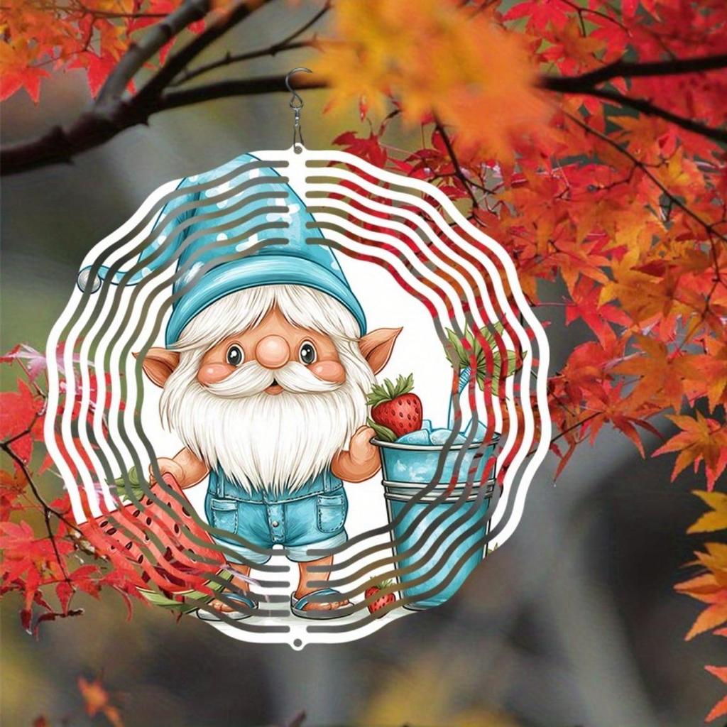 Sommer Elfe Windspiel Glockenspiel Outdoor Gartendeko mit Wichtel Design Langlebiges Metall Hängend Drehbar für Terrasse Hof Thanksgiving Saisonale Dekoration