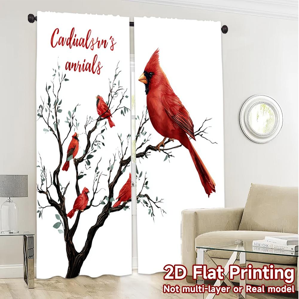 2D Flat Printing  JIT 2pcs   Curtains (Without Rod) Cardinal Whispers Modern Light Filtering Curtains Yarn Curtains Decorations