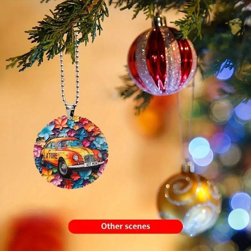 Acrylic Vibrant Car Decorative Pendant Charming Floral Design For Vehicles Stylish