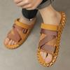 Summer Men Sandals Genuine Leather Mens Casual Shoes Outdoor Men Leather Sandals for Men Beach Shoes Roman Mens Shoes