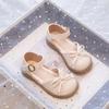 Girls Sandals 2025 Summer New Foreign Style Bow Single Shoes Girls Princess Leather Shoes Children Fashion Half Sandals
