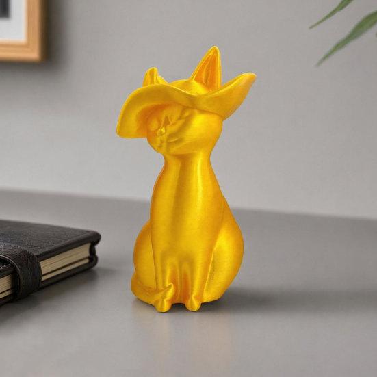 3D Printed Cat Figurine Minimalist Modern Elegant Cat Sculpture Small Collectible Animal Statue