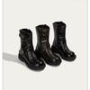 2025 autumn and winter new thick low heel round head side zipper medium boots boots adjustable western boots