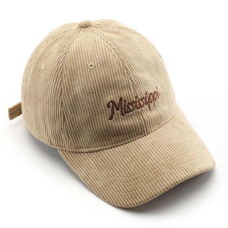 Personalized Female Retro Soft Top Corduroy Letter Embroidered Cap Outdoor Men's Sunscreen Baseball Cap