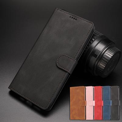 Klasické jednobarevné pouzdro na telefon pro iPhone 6 6s 7 8 Plus Se 2 11 12 Pro X Xs Xr Max Mini Slot na karty Peněženka Flip Business Kůže