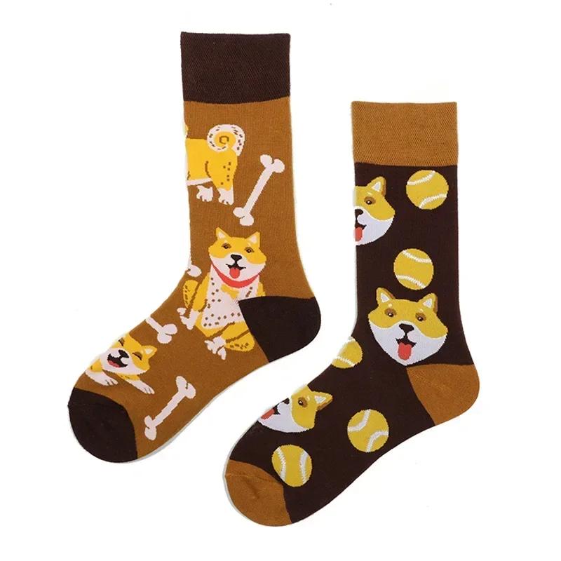 Original Design AB Mandarin Duck Asymmetric Socks Ins Street Cartoon Creative Animal and Plant Fruit Fashion Sports Cotton Socks
