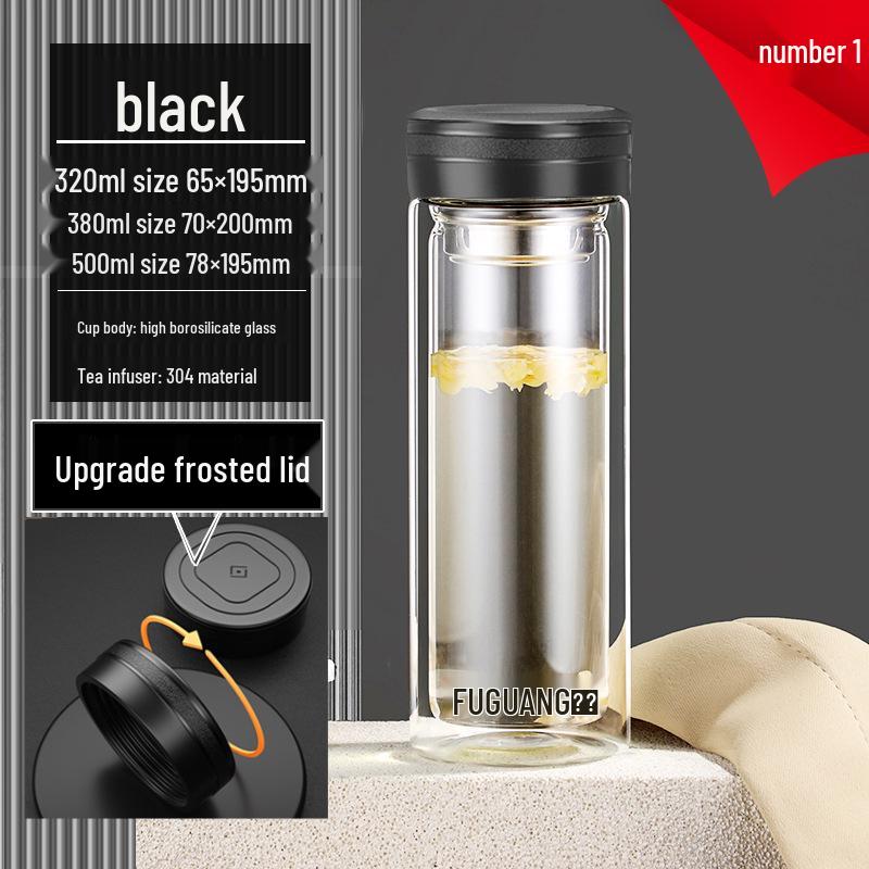 Fuguang Double-Layer Insulated Glass Tea Cup for High-Temperature Beverages 320ml