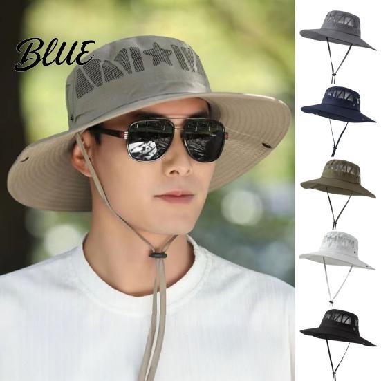 Cappello da Sole a Tesa Larga per Escursionismo Cappelli a Rete Uomo Protezione UV Cappello da Pesca Secchiello Traspirante Pescatore Donna Pieghevole Estivo Outdoor Spiaggia Safari