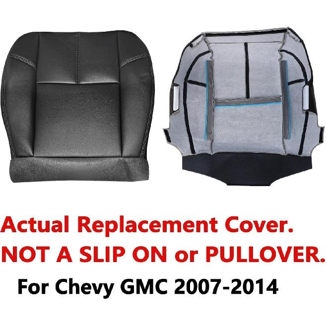 SecosAutoparts Spodní černý kožený potah sedadla řidiče nebo spolujezdce, kompatibilní s Chevy Silverado Avalanche Tahoe Suburban GMC Sierra Yukon