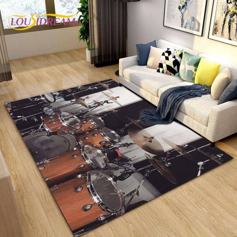 Drum Kit Music Instruments Area Rug Large,Carpet Rug for Living Room Bedroom Sofa Doormat Decoration,Kitchen Non-slip Floor Mat