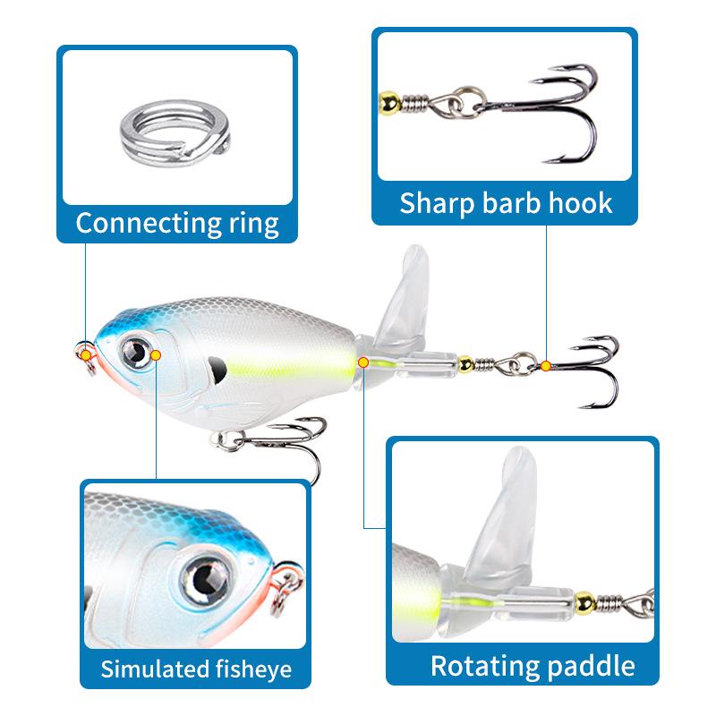Little Fatty Propellergeräusch Oberflächenköder 11.5g/16g - mit verbesserten Drillingen