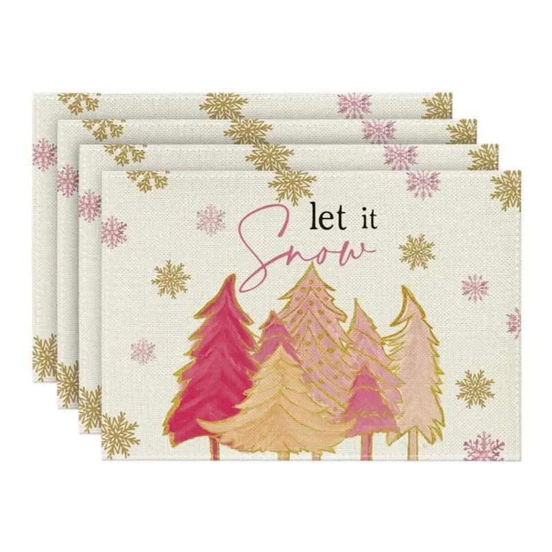 4pcs Christmas Placemat Theme Placemat Red Black Decorative Table Mat Western Meal Table Pad Christmas Dining Table Decor