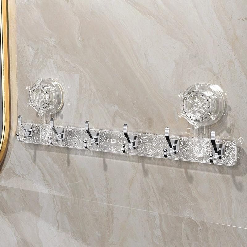 

6 Hooks Suction Cup Towel Holder, Removable Shower, ABS Bathroom Towel Holder, Towel Bar with Hooks for Kitchen and Bahroom прозрачный белый