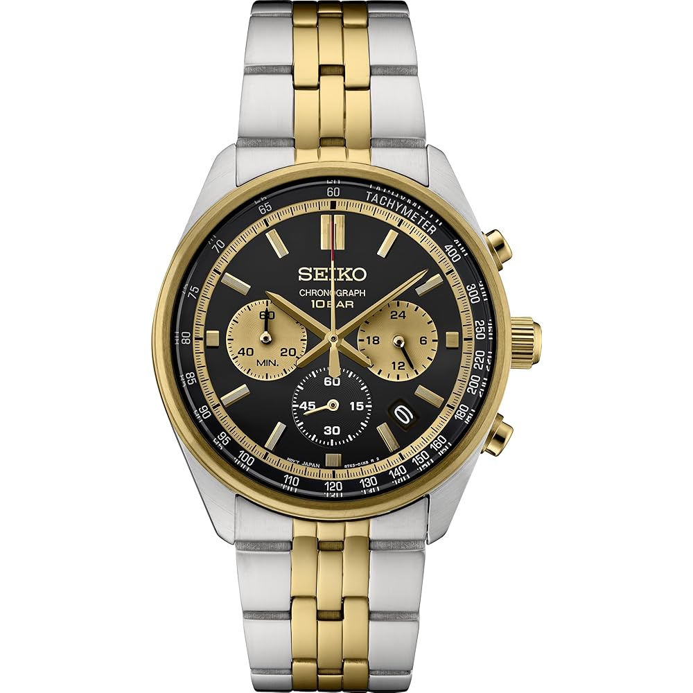 Seiko Men s Quartz Chronograph Watch Gold Black SSB430P1