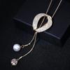 Flash zirconium imitation pearl high-end sweater chain women's tide long necklace Internet celebrity versatile simple fringed autumn and winter 
