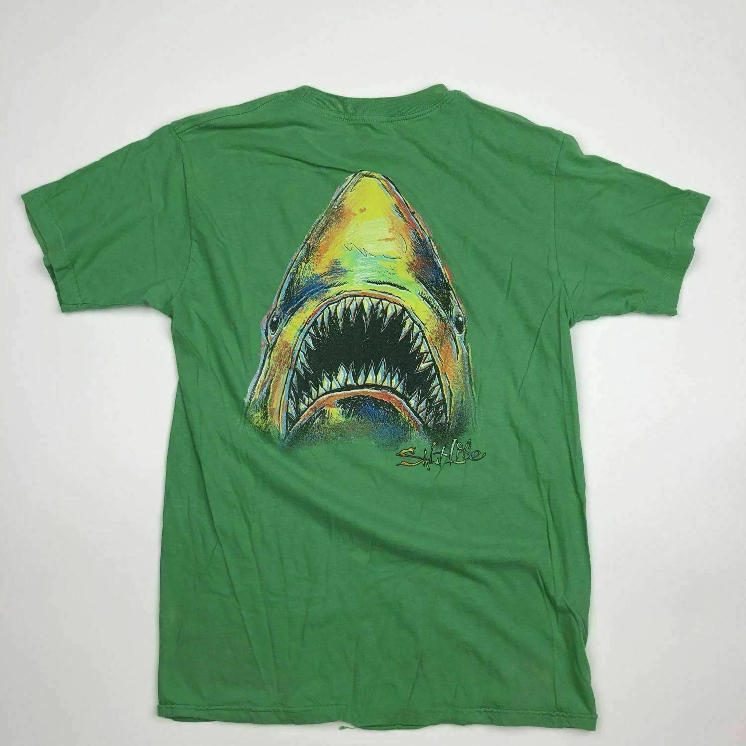 Salt Life Boys T-shirt Size S Green Di32 S