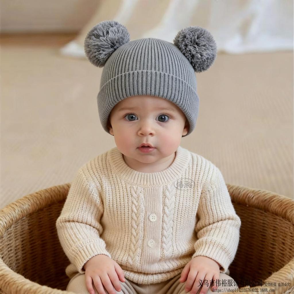 Kids Winter Warm Knitted Set Pom‑pom Hat Scarf Gloves 3‑Pcs Set Or Single Beanie Hat Windproof Ear Protection For Boys Girls Cold Weather Outdoor