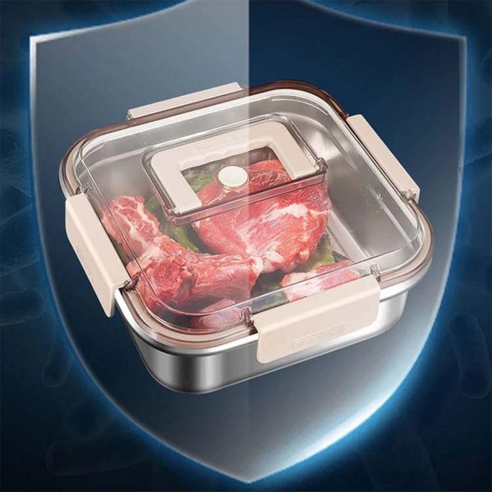Leakproof Buckle Food Lunch Box Stainless Steel Refrigerator Storage Box Sealed Picnic Box  Work