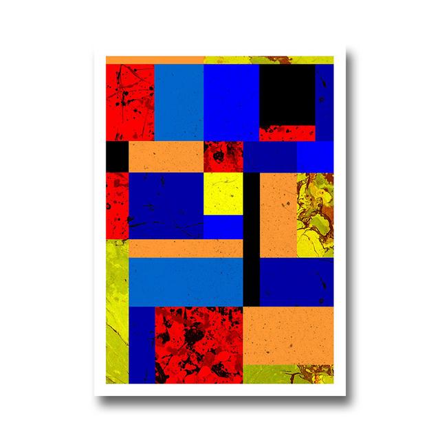 Mondrian Inspired Canvas Art Paintings Colorful Posters and Prints Abstract Wall Art Pictures for Living Room Home Decoration No Frame