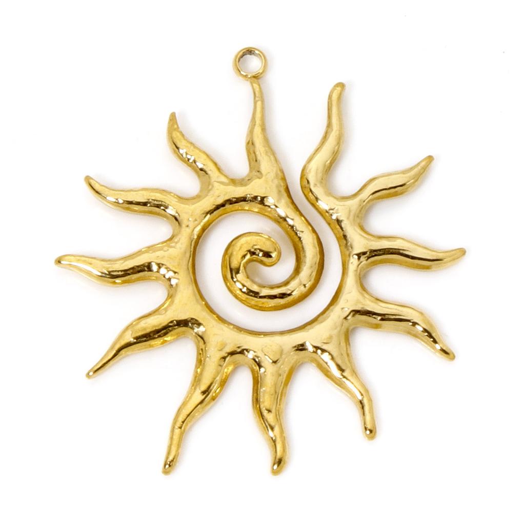 2 Pcs 304 Stainless Steel Charms Gold Plated Sun Moon Star Flower Pendants For DIY Necklace Bracelet Jewelry Making Findings