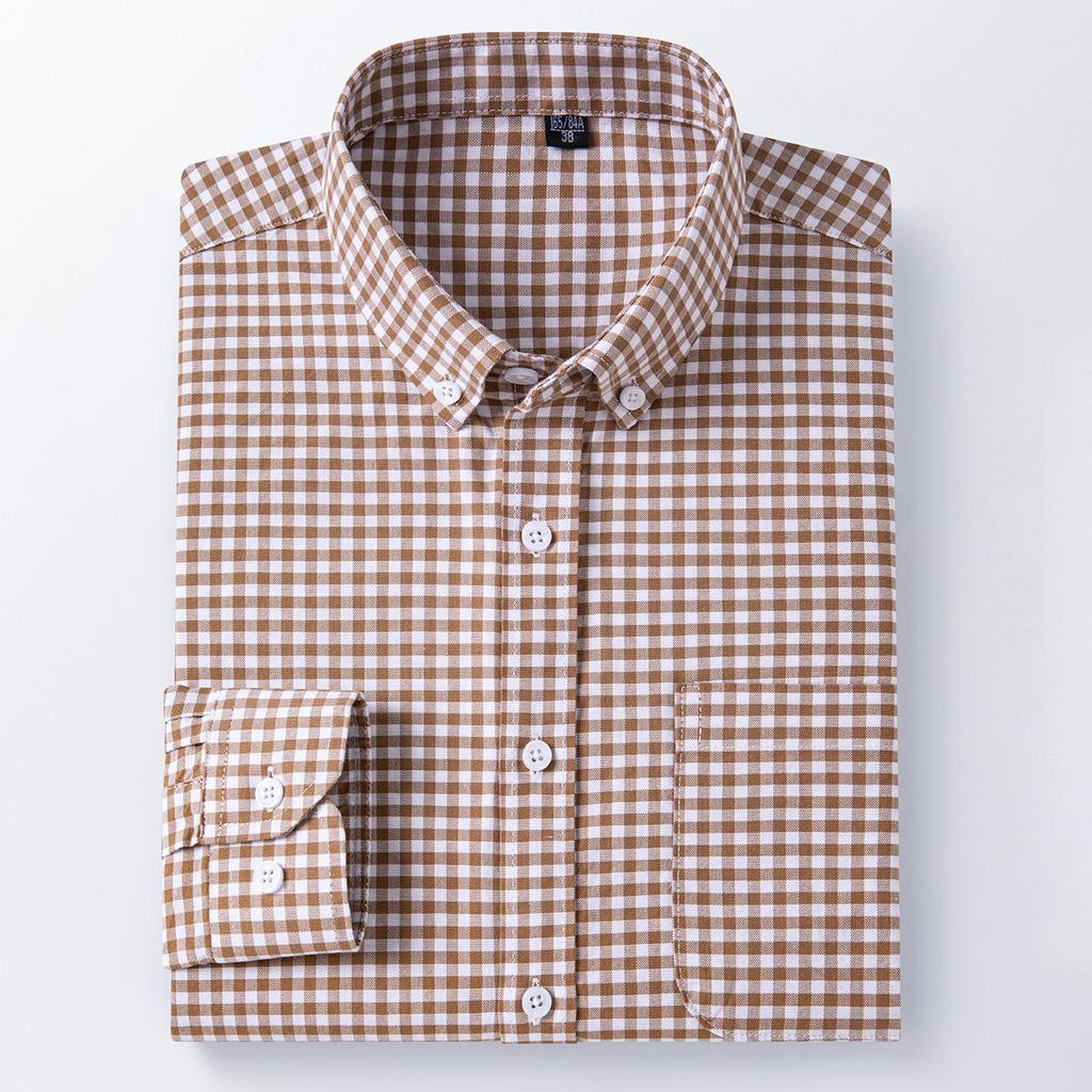 100% Cotton Men's Oxford Shirt Long Sleeve Casual Soft Breathable Business Casual Regular Fit Dressy Social Shirt