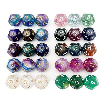 3Pcs/set Astrological Dices 12 Sided Polyhedral Astrology Tarot Divination Dices Set