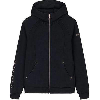 Comfortable Casual Solid Color Simple Zip Hooded Jacket Women Jackets Black 162437706N-3