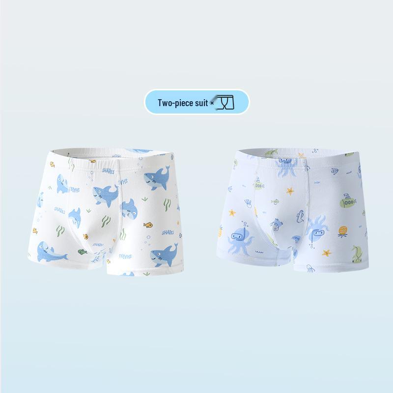Wide Waist Non-Binding Boys' Pure Cotton Cartoon Boxer Briefs, Antibacterial Crotch, Class A, Four-Corner Design, Primary School Underwear