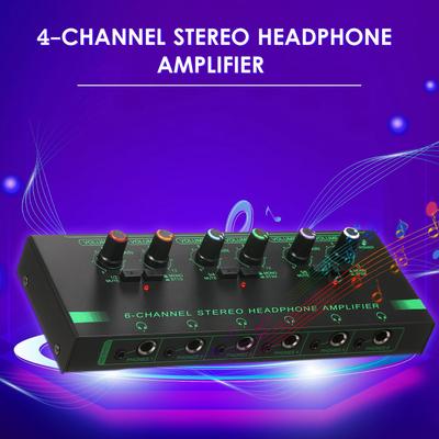 Headphone Amplifier 6 Channel Metal Stereo Amplifier for Recording Room