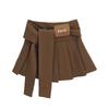 High-Waist Lace-Up Retro Pleated Mini Skirt - Women's Early Autumn Style