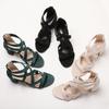 Sandals Women Fashion 2025 New Versatile Coarse Heel Roman Style High Heels Women Sandals Rear Zipper Summer Womens Shoes