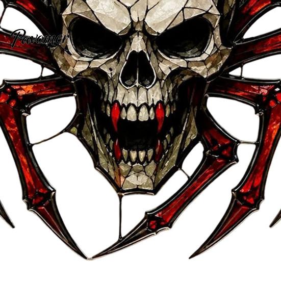 Acrylic Skeleton Suncatcher Halloween Wind Chime Skull Spider Suncatcher, Double Side Printed Window Retro Horror Party Supplies Ornament, Outdoor