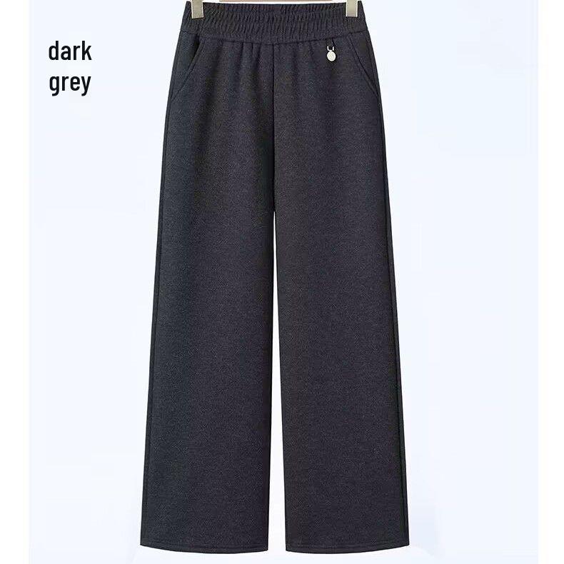 

High-Waisted Herringbone Wool Pants for Middle-Aged & Elderly - Thickened, Wide-Leg, Slimming, Winter/Autumn Style. 3XL, Suggested Weight: 125-140 jin
