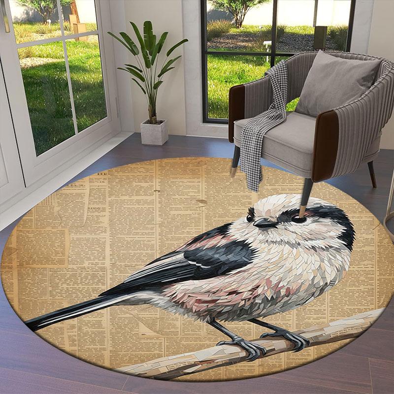Stickerbird Round Area Rug,Carpet Rug for Living Room Bedroom Sofa Playroom Decor,Non slip Floor Mat