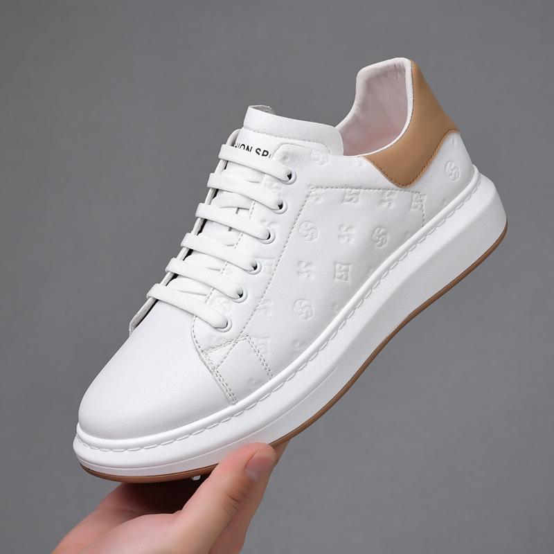 

Summer new first-layer cowhide men s McQueen white shoes genuine leather casual shoes breathable men s shoes men s single shoes shoes 44