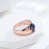 New Blue Natural Zircon Ring For Women  Rose Gold Wide Rings Vintage Ethnic Bride Wedding Jewelry Party Accessories