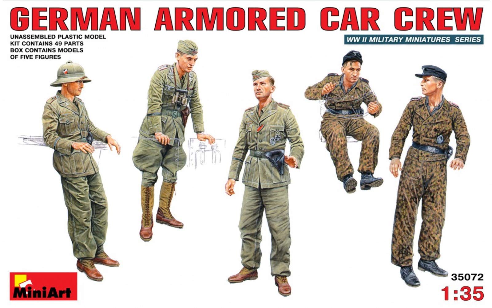 

Miniart 1/35 Scale German Armored Car Crew Figure Set (5 Figures) MA35072 Plastic Model