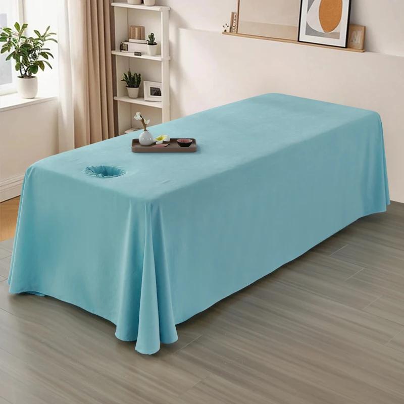 

SPA Bed Full Cover White Skirt for Beauty Salon Massage Table Sheet Skin-Friendly Massage Bed Cover Sabnanas with Hole 190x300cm небесно-голубой