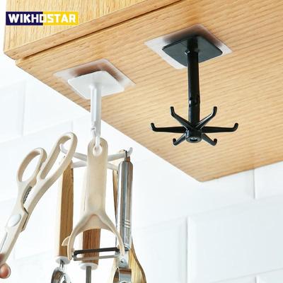 Gancio pieghevole girevole a 360 gradi Ganci multiuso in ABS senza perforazione Gancio da cucina Gancio multiuso impermeabile per il bagno di casa