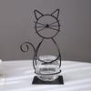 Decorative Ornament, Cat-Shaped Rust-Proof Iron Bracket with Transparent Glass Vase for Hydroponic Plants Desktop Decoration