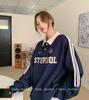 American Retro Color Block Polo Sweatshirt - Casual Loose Fit
