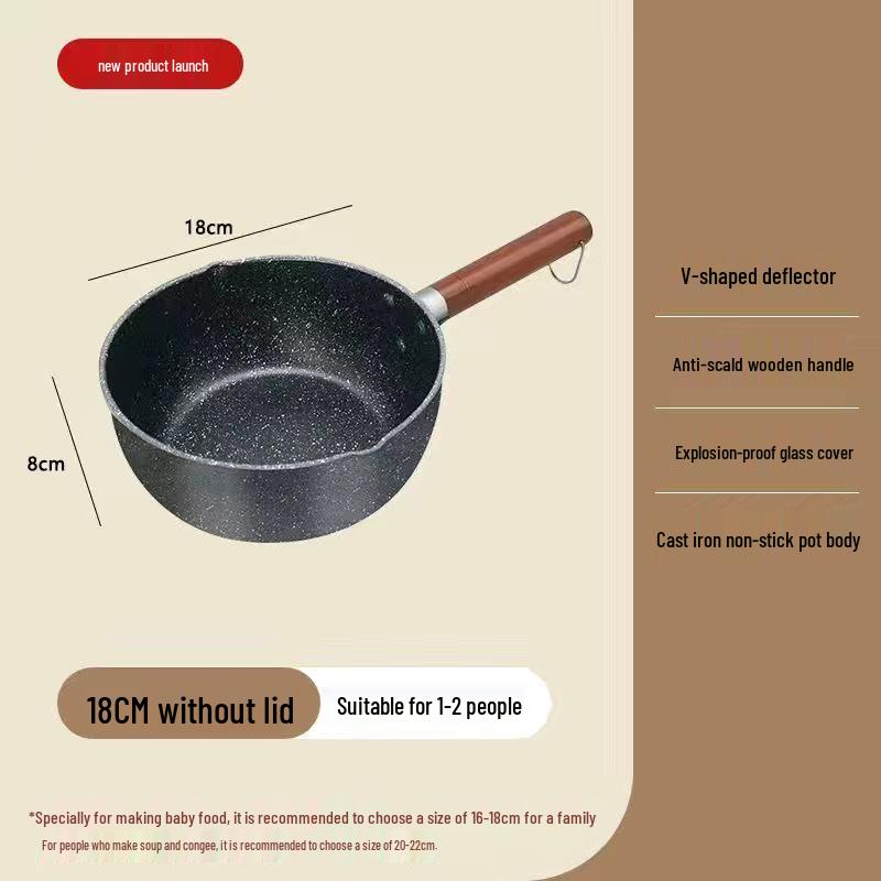 Yukihira Non-Stick Stone Pot: Single-Serve Instant Noodle & Milk Cooking Pot